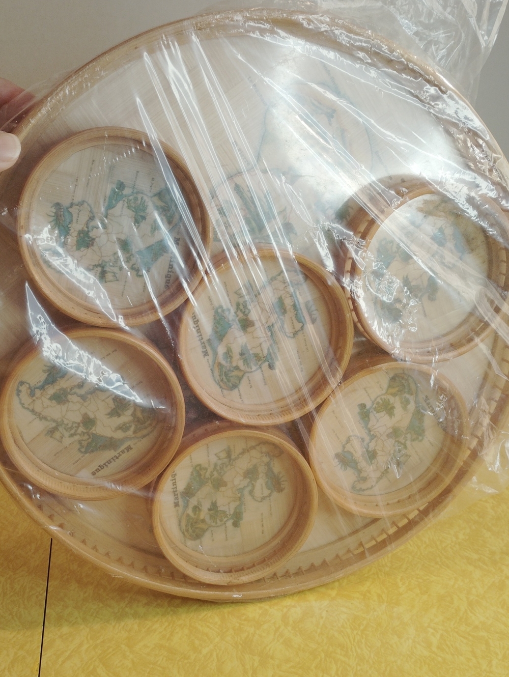 Bamboo Tray And 6 Coasters New Martinique